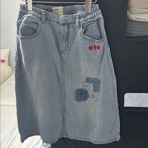 Wander & wonder kids Embroidered Denim Midi Skirt size 10